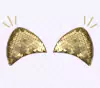 Par Orelha de Gatinha Paetê Dourado 5,5x4,5cm