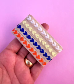 Kit Fita Coração Bordados Cores Escolares 4 cores 10mm (1 metro de cada)