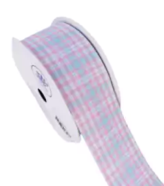 Fita Princess Xadrez Cand Rosa/Azul 38mm (1 metro)