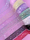 Fita Organza com flor Holográfica 38mm Bordinha Bordada 38mm (1 metro)