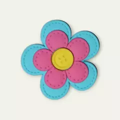 Aplique Flor Dupla Botão Amarelo emborrachada (3un) - comprar online