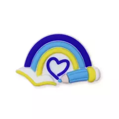 Aplique Arco Iris Escolar turqueza emborrachado (3un)