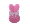 Aplique Rostinho Coelho Rosa Lacinho Branco emborrachado (3un)