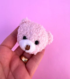 Aplique Cabeça urso Felpudo Rosa Claro Pelúcia (un)