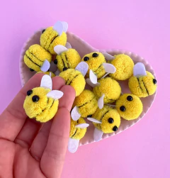 Aplique Abelha Pompom Amarela (un)