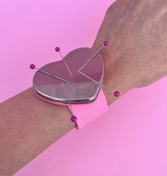 Pulseira Magnética Rosa Coração ideal para agulhas e alfinetes (un)