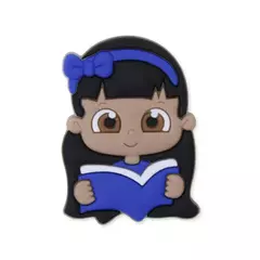 Aplique Menina Volta as àulas Azul Royal emborrachado mod24 (3un)