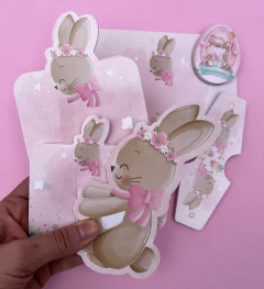 Kit Papelaria Feliz Páscoa coelho Floral 6 modelos (10un cada modelo)