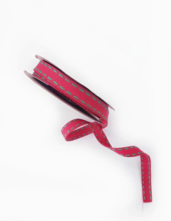 Fita Jeans Sinimbu Vermelha (Pesponto Verde) 10mm (10m)