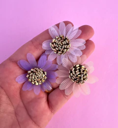 Flor Tecido Miolo Dourado (un)