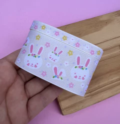 Kit Gorgurão Coelhinho da Páscoa Creme Yama 2 Larguras (2 metros cada)