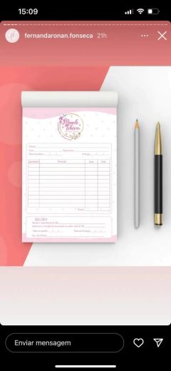 Bloco Pedido Personalizado 50fls 14x20cm (2un) - Fitas e Laços da Fê | 10x Sem Juros no Cartão de Crédito, Junte Pontos e Troque por Cashback