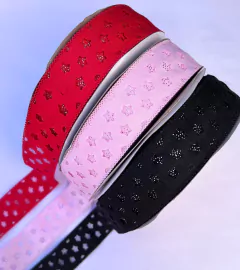 Fita Tecido Vazado estrela Tule Glitter 38mm (1 metro)