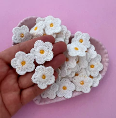 Aplique Flor de Crochê 30mm Branca (3un)