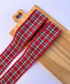 Fita Tecido Polyester Sanding Xadrez Vermelho/Branco/Verde E2-18 (3 metros)