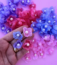 Aplique Florzinha Voal e Pérola mod24 (3un)