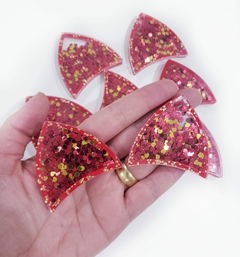 Par Orelha Vazada Festas Confete Vermelho Dourado 5x4,3cm