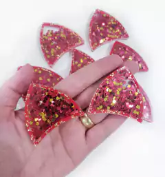 Par Orelha Vazada Festas Confete Vermelho Dourado 5x4,3cm