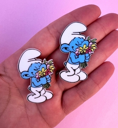 Aplique Smurfs Ramalhete de Flores Acrilico Plano (2un)