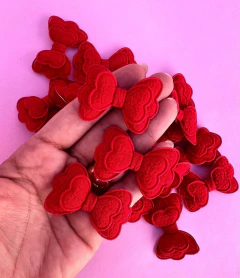 Aplique Laço Duplo Tecido vermelho 4,5cm (3un)