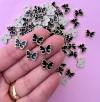 Aplique Mini Borboleta Plastico Preta 1cm (5un)