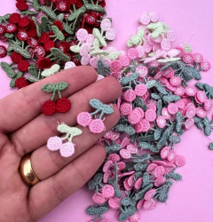 Aplique Mini Cereja Tipo Bordado (3un)