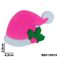 Aplique Gorro Natal Rosa Emborrachado REf10014 (3un)