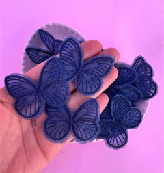 Aplique Borboleta Tecido Poliester Marinho 3un