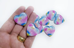 Coração Acrílico Tye Dye Glitter (un)