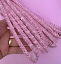 Fio Strass Meia Cana Rosa Bebê 8mm (1 Metro)