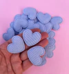 Aplique coração Cotelê Azul bebê (3un)