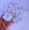 Flor Camélia Strass e Pérolas Branca (un)