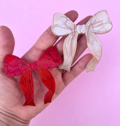 Aplique Laço com Pontas Acrílico Curvado para Tiara 7x8cm (un)