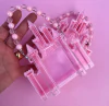 Bolsinha Acrílica Castelo Rosa com Alça de Pérolas 10x12,5cm (un)