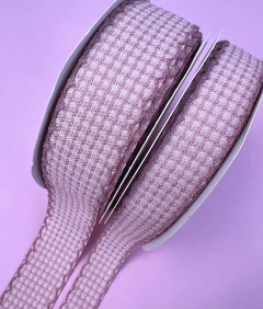 Fita Tweed Rosa Quadriculada Bordinha Rosa bordada (1metro) - comprar online