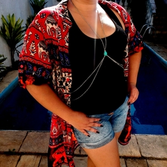 Body Chain Colar De Corpo Sensual Turquesa na internet