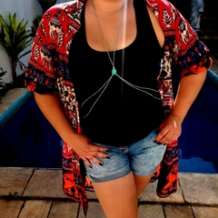 Body Chain Colar De Corpo Sensual Turquesa - Loja da Maya