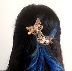 Par De Grampo Presilha Para Cabelo Borboleta Dourado na internet