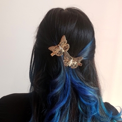 Imagem do Par De Grampo Presilha Para Cabelo Borboleta Dourado