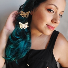 Par De Grampo Presilha Para Cabelo Borboleta Dourado - loja online