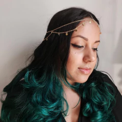 Acessório De Cabelo Tiara Head Chain Medalhinhas Dourada - comprar online