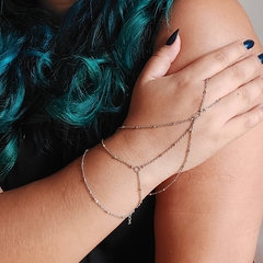 Imagem do Pulseira Anel Camadas Boho Chic Indiana Hippie Prateada