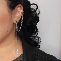 Brinco Ear cuff corrente e folha - Loja da Maya