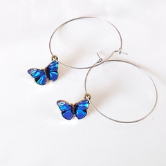 Imagem do Brinco Argola Borboleta Azul
