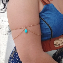 Bracelete Pulseira Arm Chain Boho Chic Gota Azul na internet