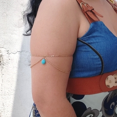 Bracelete Pulseira Arm Chain Boho Chic Gota Azul - Loja da Maya