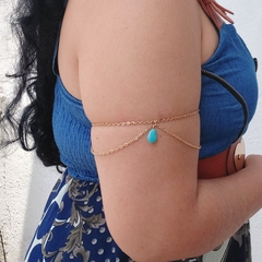Bracelete Pulseira Arm Chain Boho Chic Gota Azul - loja online