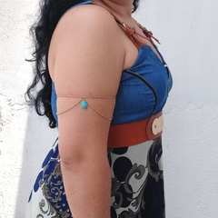 Bracelete Pulseira Arm Chain Boho Chic Gota Azul - comprar online