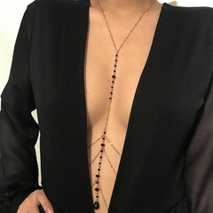 Body Chain Camadas Bolinhas Pretas Dourado na internet