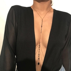 Body Chain Camadas Bolinhas Pretas Dourado - comprar online